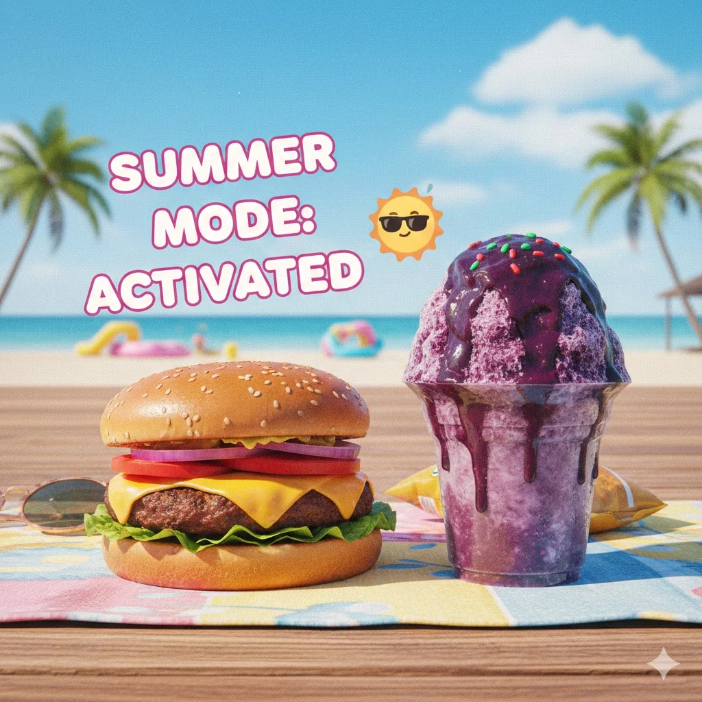 what does a burger and a grape snow cone mean